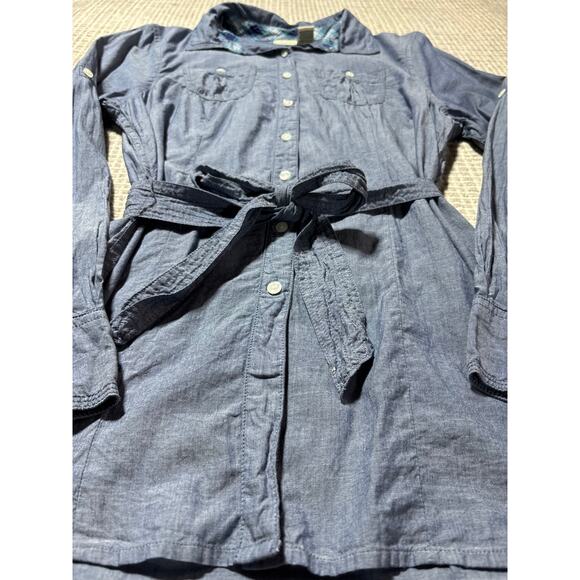L.L. Bean Womens XS Blue Lightweight Outdoors Button Down Belted Top - Picture 3 of 9